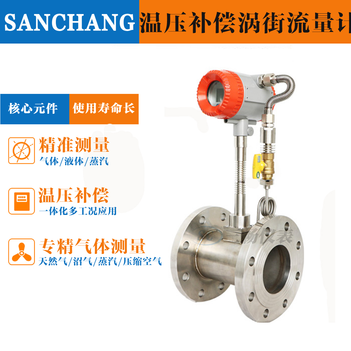 帶溫壓補償渦街流量計